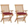 Day and Night - Day and Night Garden Chairs 2 Units Teak Wood with Red Cushions