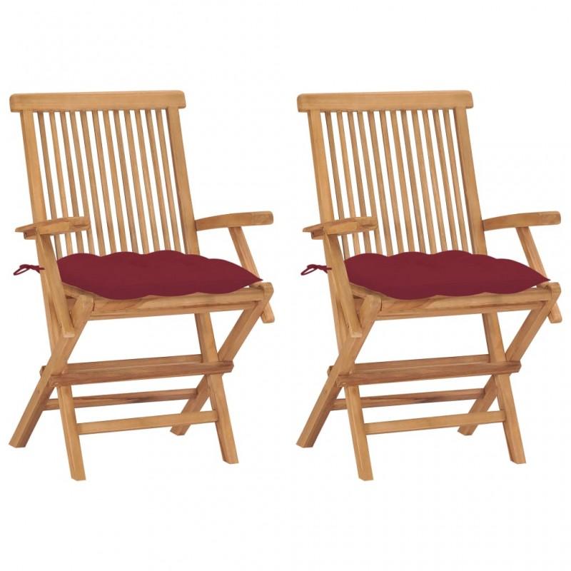 Day and Night - Day and Night Garden Chairs 2 Units Teak Wood with Red Cushions