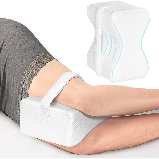 

Knee Pillow for Side Sleepers, Leg Pillow Relief for Sciatica, Back, HIPS, Knees, Joints Between Legs Adults | Knee Surgery Gifts White With Strap