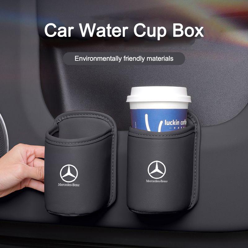 PU Leather Car Rear Seat Water Cup Hanging Storage Box For Mercedes Benz AMG GLC W203 W206 W220 W205 W211 W212 W201 W210 W108 OO5