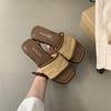 Fashion Summer Weave Women Beach Slippers Concise Open Toe Slide Ladies Outdoor Comfort Soft Sole Sandalias
