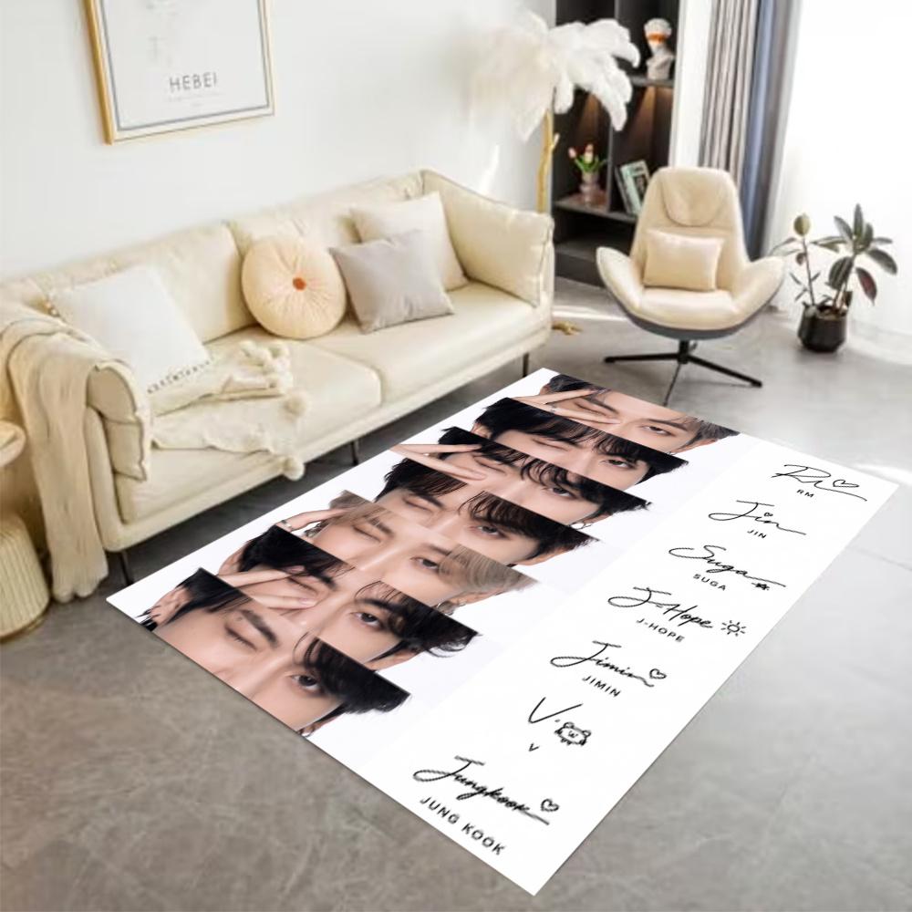 Bts Kpop Group Area Rug Design For Playrooms Kitchen Decorate Room Dormitory Antislip Carpet Anime Office Decor Best For Christmas