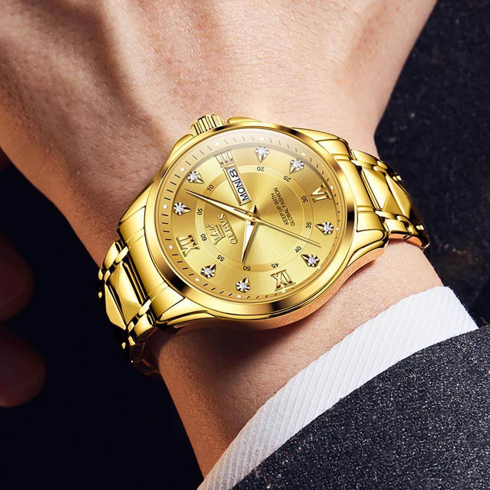 OLEVS 2906    Luxury Business Calendar Stainless Steel Luminous Waterproof  Classic Fashion Quartz Watch  for  Men