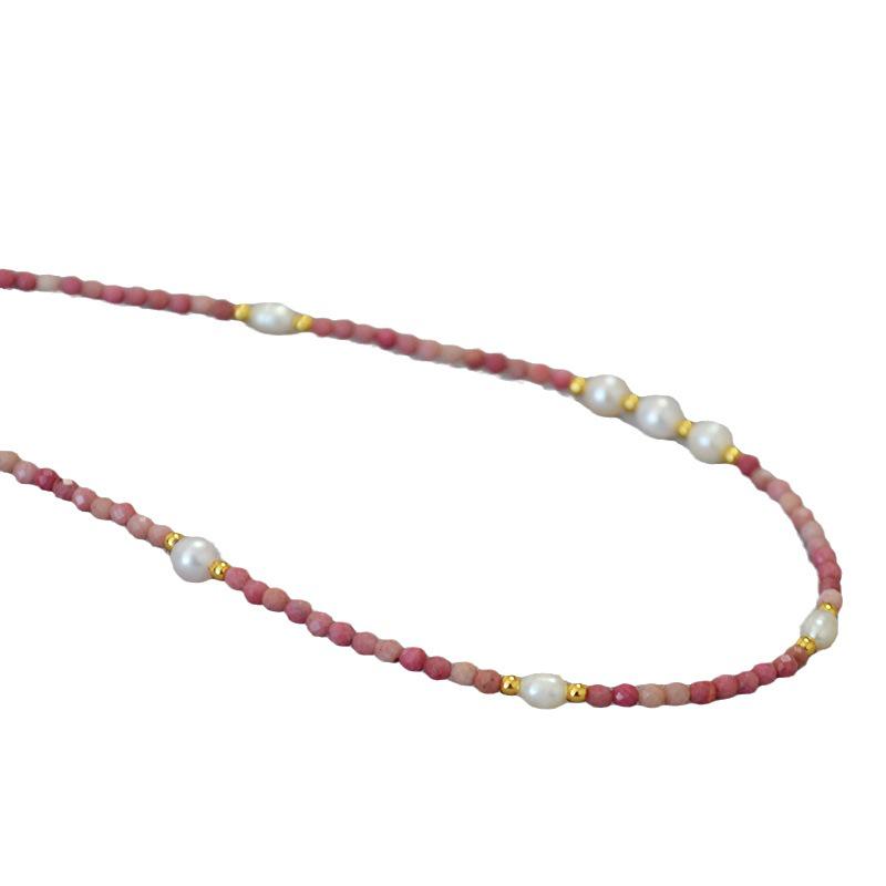 Elegant Pale Pink Rose Quartz & Freshwater Pearl Layered Necklace