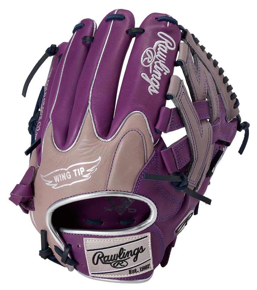 

Rawlings HYPER TECH COLOR SYNC GR5FHTCN55W Baseball Throw Glove, Soft, All-Around, Purple/Gray, 11.75 inches, Left-Handed