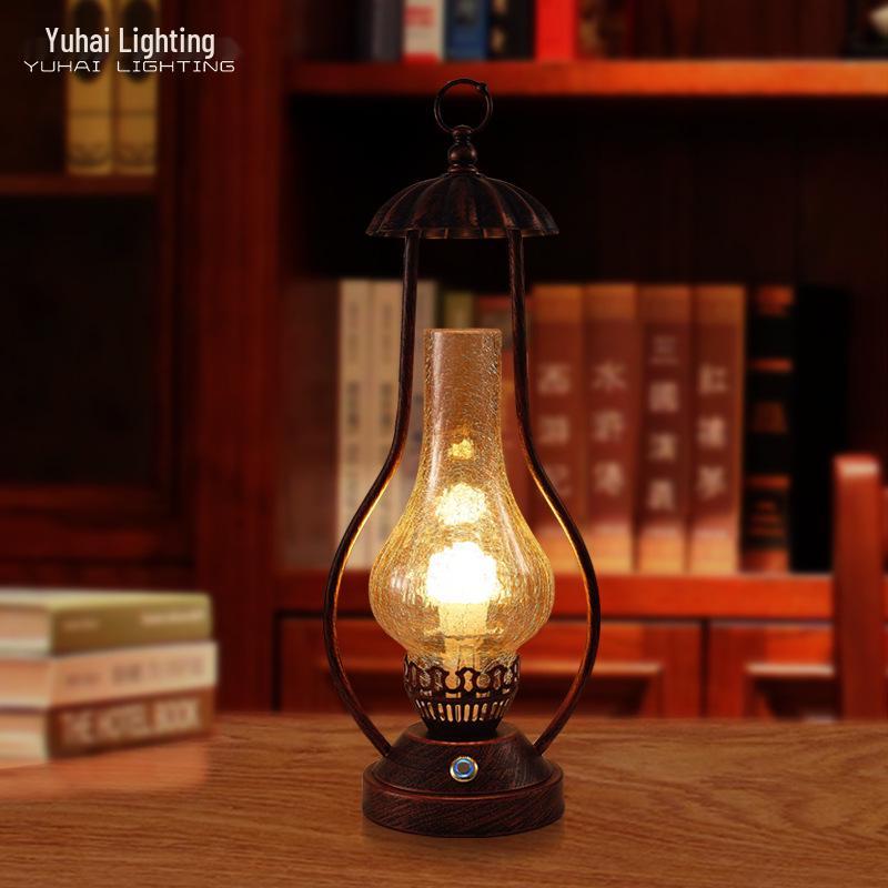 Vintage Chinese Kerosene Table Lamp - Old Shanghai Style Bedside Night Light
