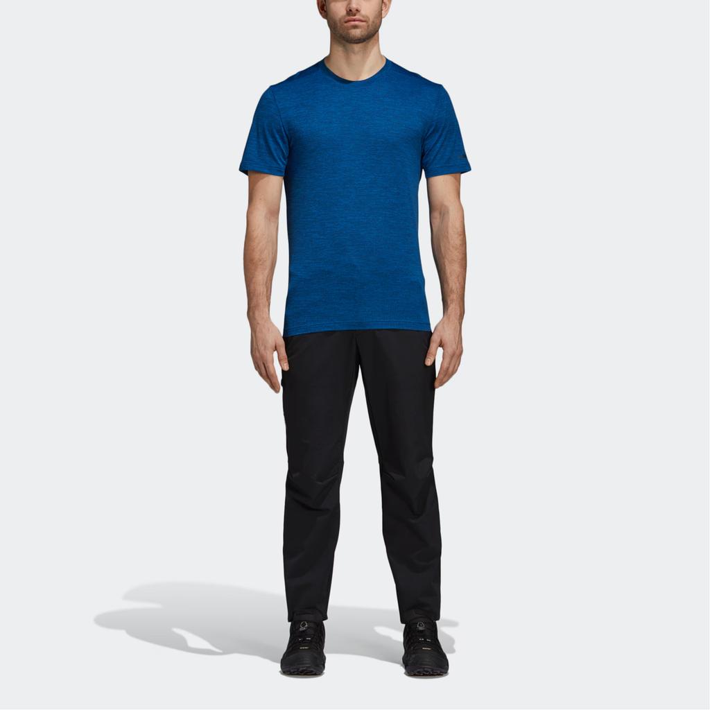 Adidas Simple Breathable Crew Neck Pullover Short Sleeve T-Shirt Men Tops Blue CZ0159