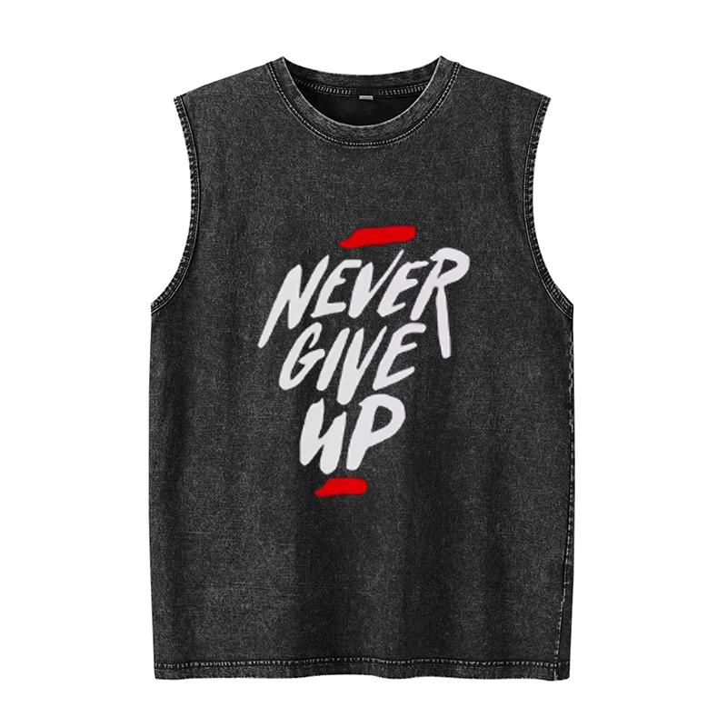 Men's Tank Top Motivational Gym Graphic T Shirts Summer Clothes Sleeveless Shirt Vintage Washed Vest Oversized