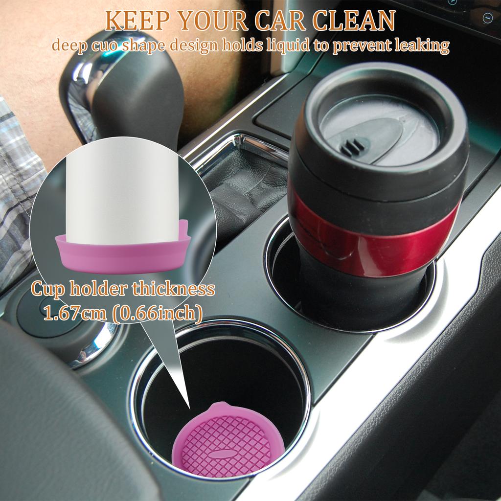 4 Pcs Anti-Slip Car Cup Coaster Universal Car Drink Holder Mat Silicone Heat Resistant and Waterproof Car Interior Accessories
