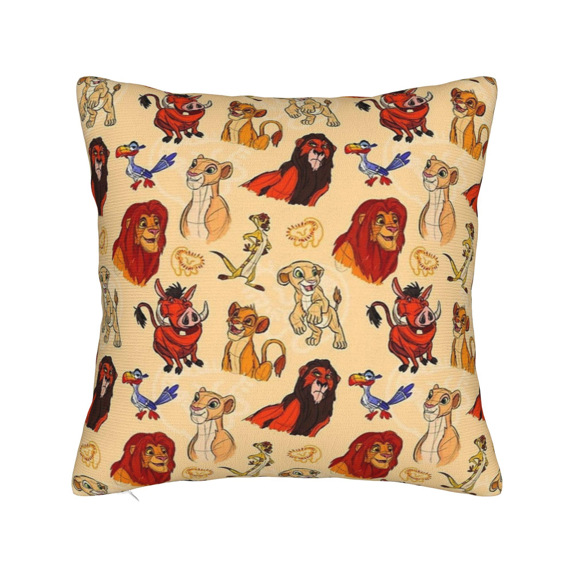 

Lion King Throw Pillow Cover Polyester Decorative Pillow Cartoon Funny Animal , Casual Pillowcover Home Decor 45cmx45cm