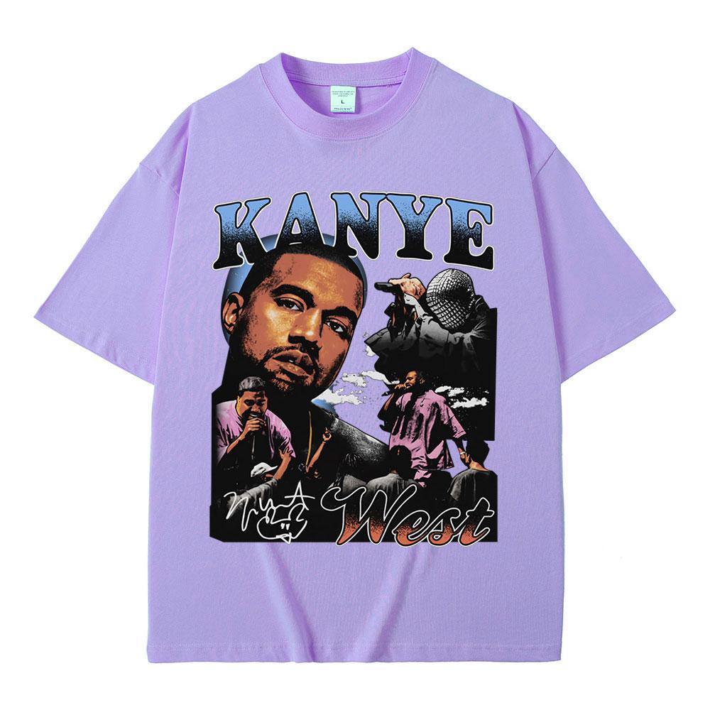 Rapper Kanye West Graphic Print T Shirt Unisexs Fashion Retro Short Sleeve Tshirt Casual 100 Cotton Tshirts Hip Hop Streetwear