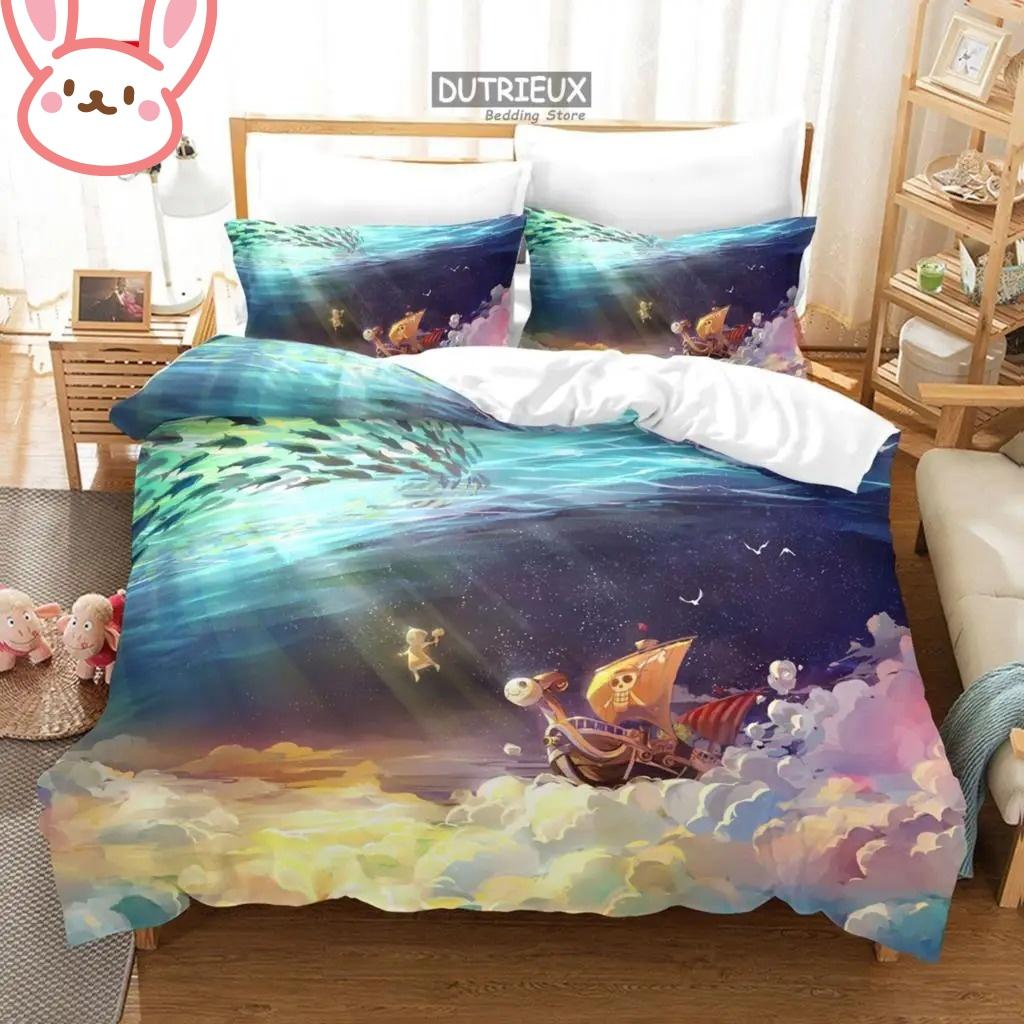 3D Heißer Verkauf Einteiliges Bettbezug-Set Luffy Sauron Anime Bettwäsche-Set Bettbezug mit 2 Kissenbezügen Schlafzimmer-Dekoration Teenager Beste Geschenke