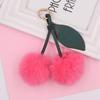 Cherry Plush Fur Ball Keychain for Women - Bag, Backpack, and Car Ornament