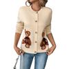 Cute Little Bear Cardigan Coat for Autumn and Winter, Simple, Sweet and Versatile Sweater for Women