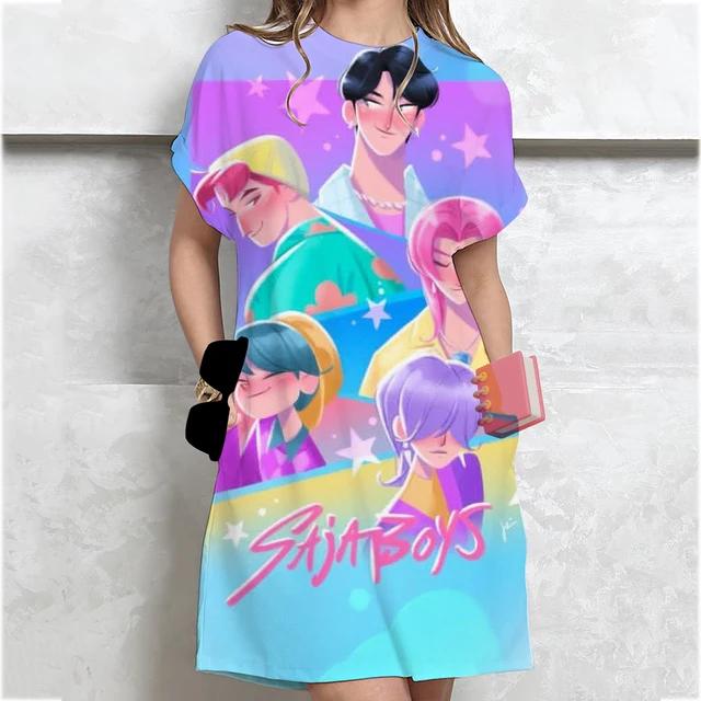 

Summer Women s Dress Sexy Anime Character Pattern Fashionable Pocketless Loose Oversized Comfortable Long Dress 8XL