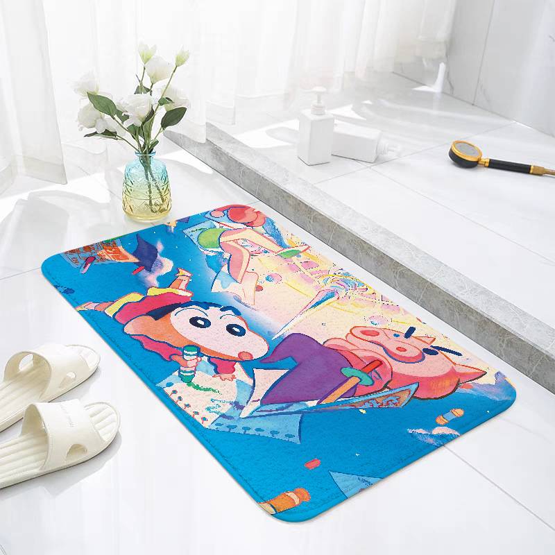Crayon Shinchan Kawaii Floor Mats Home Laundry Rug Carpet For Living Room Decor Lounge Area Anti-slip Foot Mat Entrance Doormat