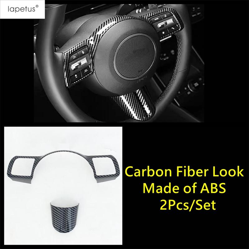 ABS Carbon Fiber Steering Wheel Panel Frame Decoration Cover Trim For Hyundai Tucson NX4 2025 & KONA 2025 Accessories Interior