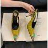 Street Style Design Inlay Diamonds Woman Pumps Sandals Elegant Sexy Thin Heels Pointed Toe Banquet Prom Slingbacks Shoes