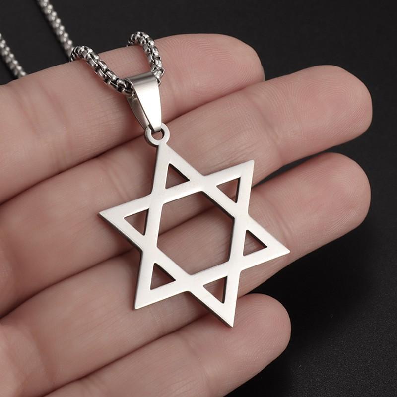 Hexagram Necklace Personalized Pendant European and American Trendy Men Stainless Steel Chain Necklace
