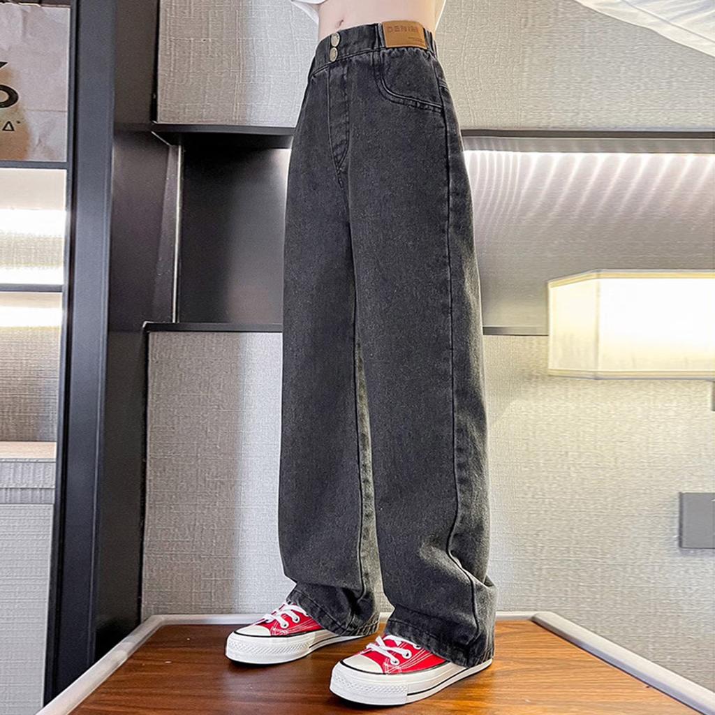 Girls Denim Lined Wide Leg Pants for Fall Winter Everyday Wear
