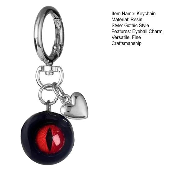 Gothic Horror Keychain Eyeball Charm Handmade Resin Keyring Halloween Inspired Key Chain Backpack Accessories