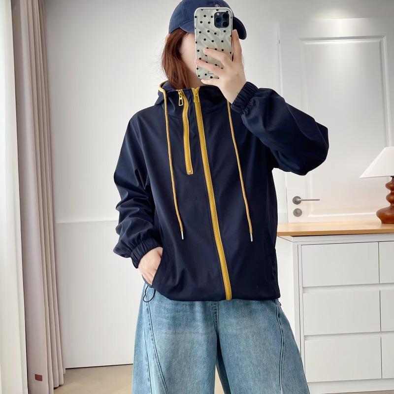 Plus Size Women Hooded Sporty Casual Windbreaker Outerwear Coat