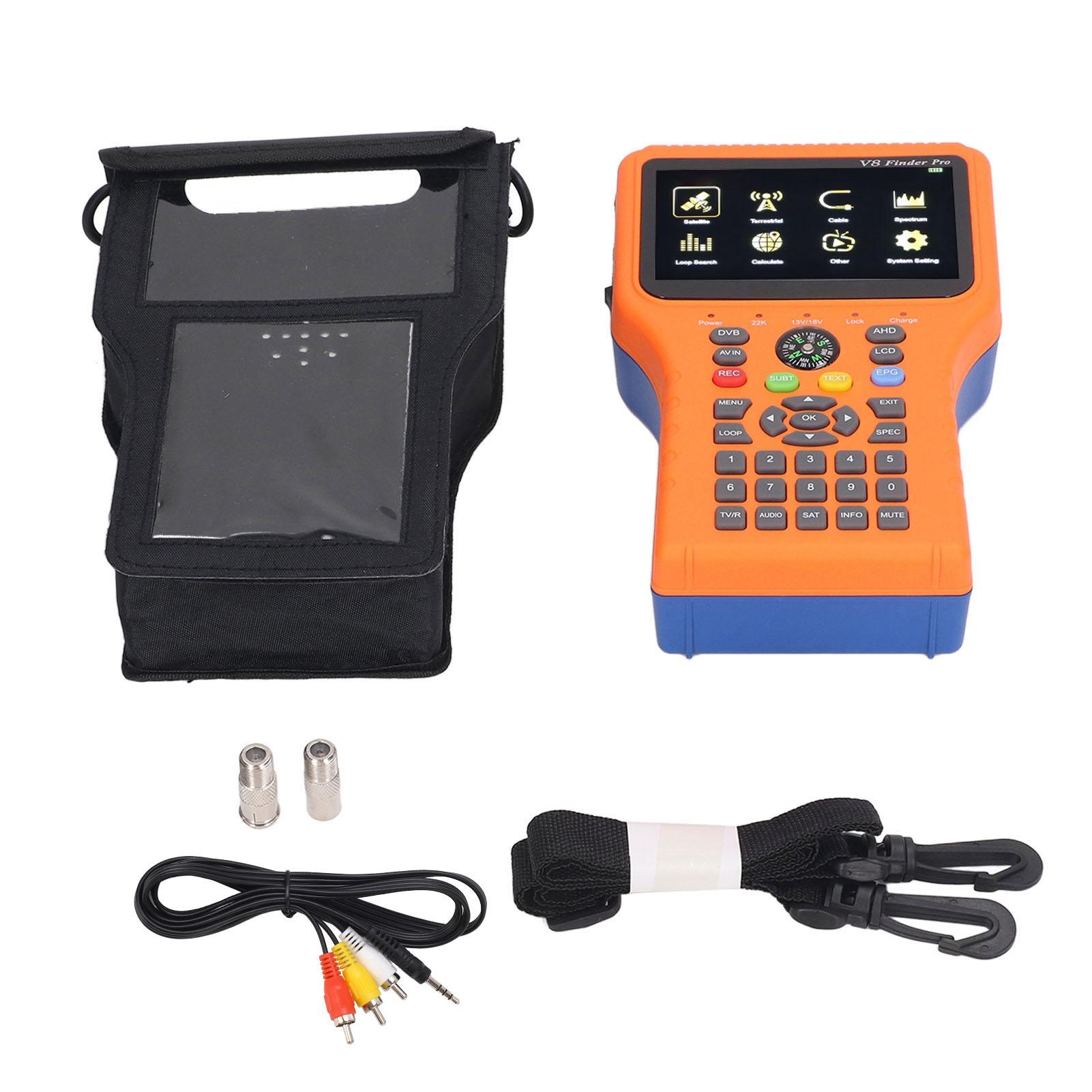 

Сателітний пошукач V8 FINDER PRO2 FTA DVB S2 S2X Вимірювач сигналу з 4,3-дюймовим РК-екраном Функція компаса