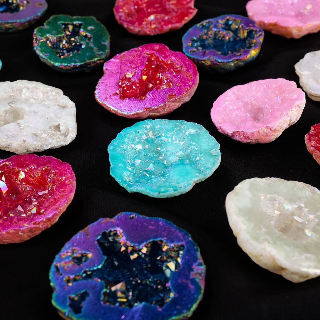 1pc Natural Crystal Aura Moroccan Agate Crystal Cave Ornament Crystal Raw Stone Treasure Pot Home Desktop Decoration Stone gifts