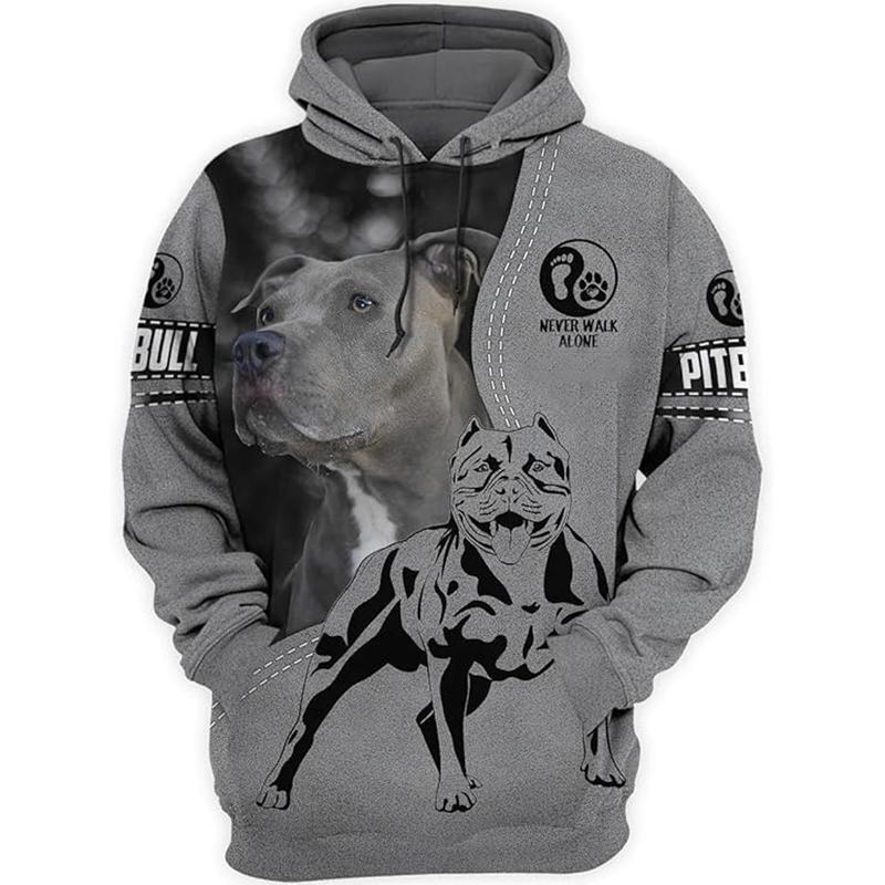 Sudadera con capucha y gráfico de pitbull terrier personalizado con estampado 3D por todas partes para hombre, sudadera de manga larga, regalo para amantes de los perros