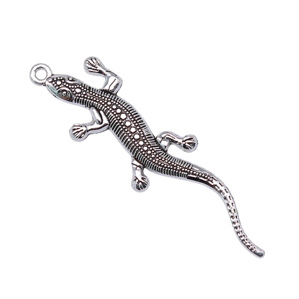 

5шт подвески геккон античное серебро цвет цинковый сплав 56х15мм
