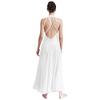 Damen Lyrisches Tanzkostüm Neckholder Träger Rücken Design Glänzende Strasssteine Schlitzkleid Bühnenauftritt Outfit