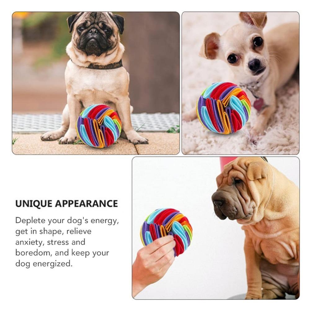 Round Spherical Snuffle Ball Plush Fleece Pet Puzzle Ball Enrichment Ball  Indoor Daily Play