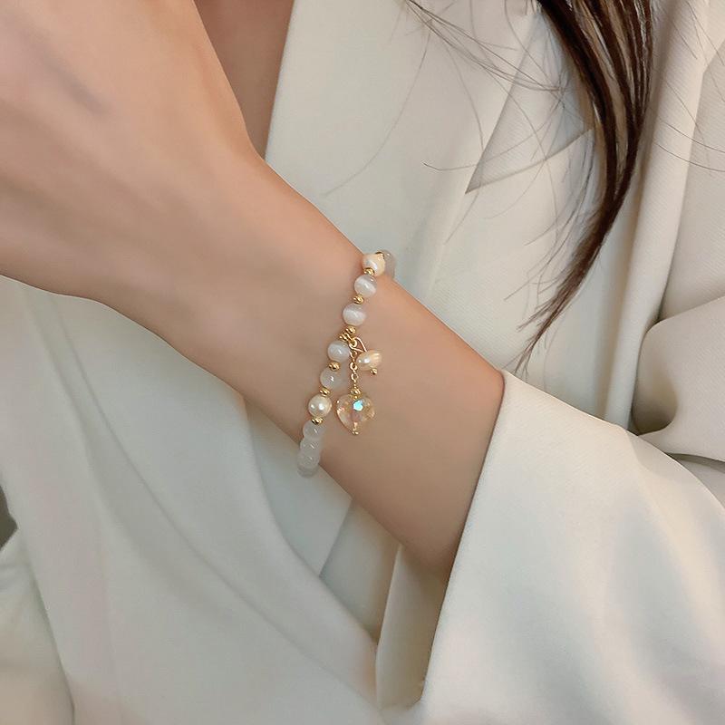 Original Opal Meer Blau Schatz Mondlicht Kristall Armband Licht Luxus Elastische Armband für Mädchen Frauen Schmuck Zubehör