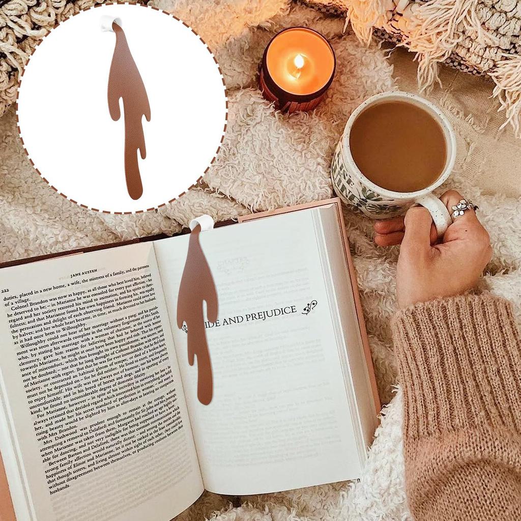 New Fashion Spilled Coffee Bookmark Creative Simple Coffee Cup Bookmark Leather PU Waterproof Coffee Bookmark