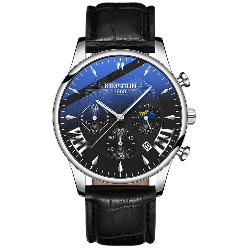 KIMSDun Uhr Herren Top Marke Luxus Uhr Neue Mondphase Stern Herrenuhr Studenten Mode Trend Multifunktion Quarz Form Wasserdicht Herrenuhr