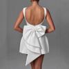 European & American Summer Women's Pearl Bow A-line Backless Dress