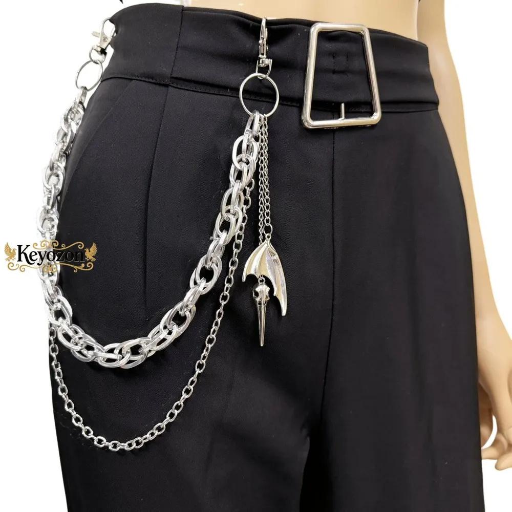 Vintage Style Metal Waist Chain for Women Double Layer Link Chain with Charm Pendant Adjustable Length Hip Belt Accessory for Pants Skirts