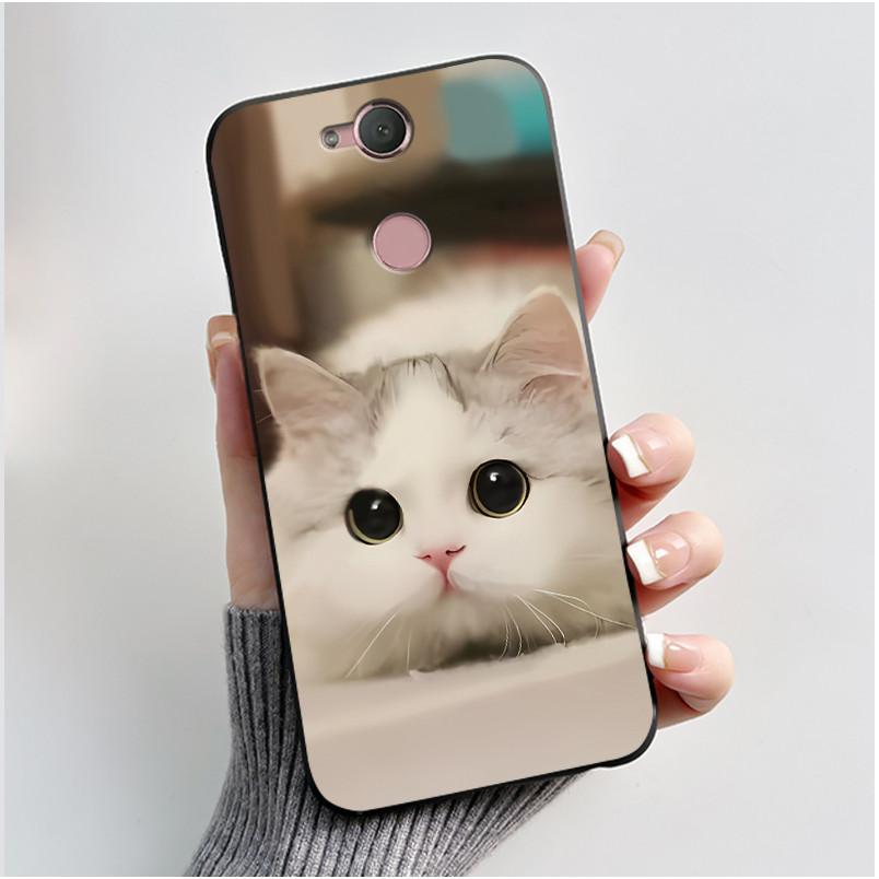 Cute Case For Sony Xperia XA2 / Xperia XA2 Ultra Capa Coque Printing Shell Protective Cover Soft Silicone Cartoon Black Casing