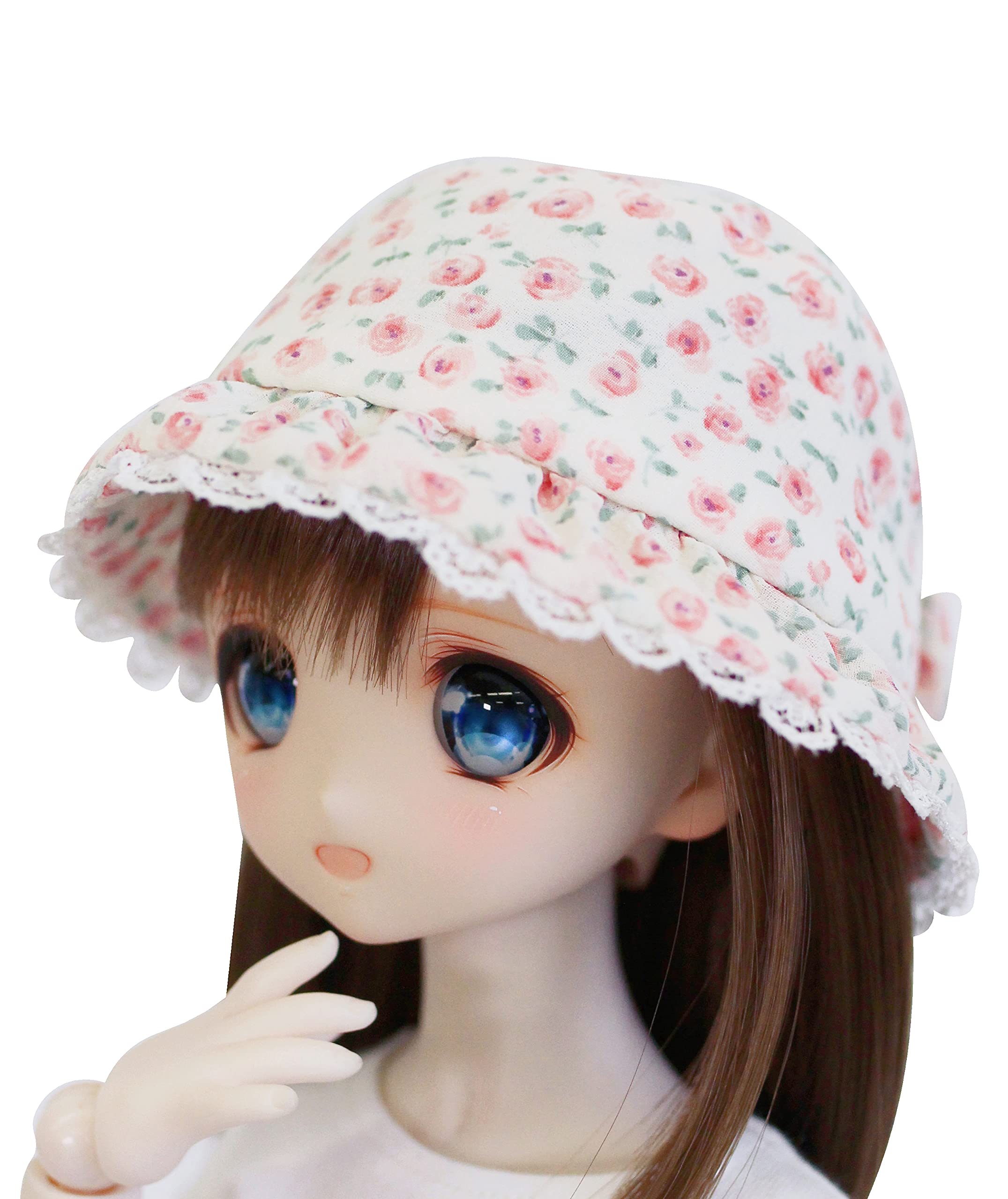 

Petite Marie DD MDD Compatible Pink Rose Print Crochet Hat with Ribbon for a Girly Fits inch 60cm and 40cm BJD 1/3 (DDH-01-10) Look. White. 9-10 белый