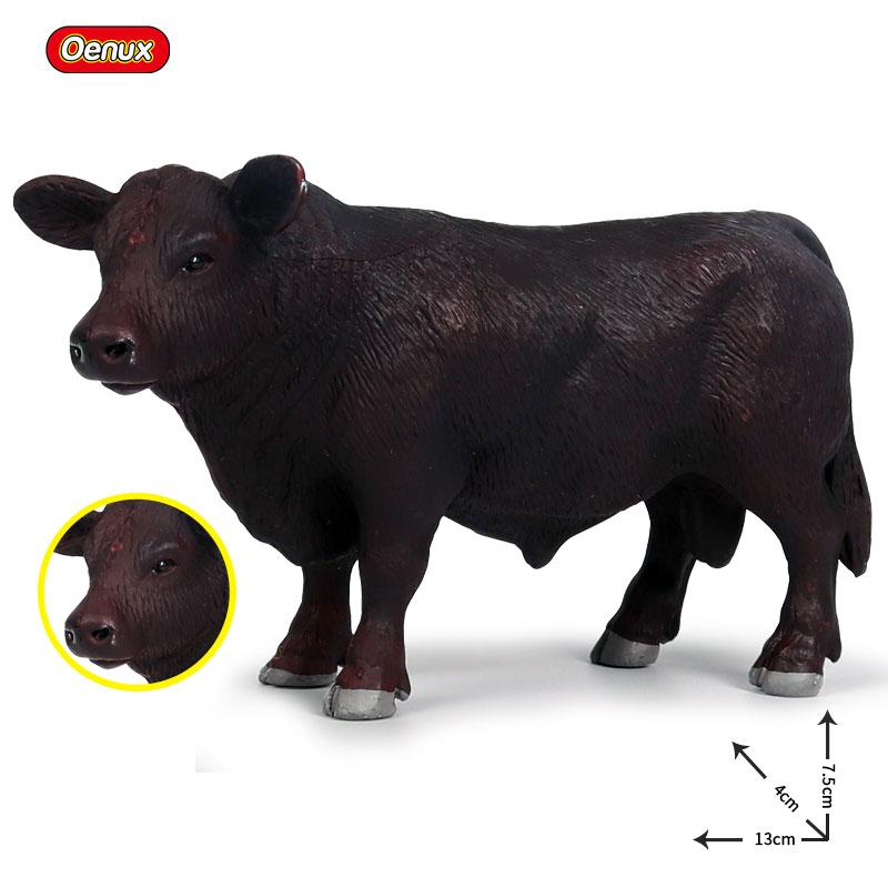 Oenux Simulation Cute Farm Animals Milk Cow Cattle Calf Angus Bull OX Buffalo Model Action Figures Educational Cute Toy Kid Gift