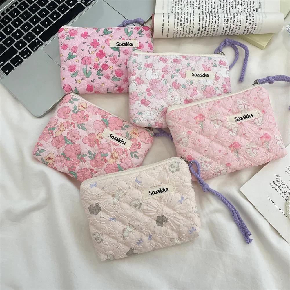 Canvas Printed Makeup Bag for Women Cute Portable Small Cosmetic Bags Case Travel Storage Toiletries Bag