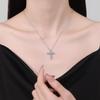 S925 Sterling Silver Moissanite Cross Necklace for Women - Elegant Full Diamond Pendant in Simple Fashion Design.