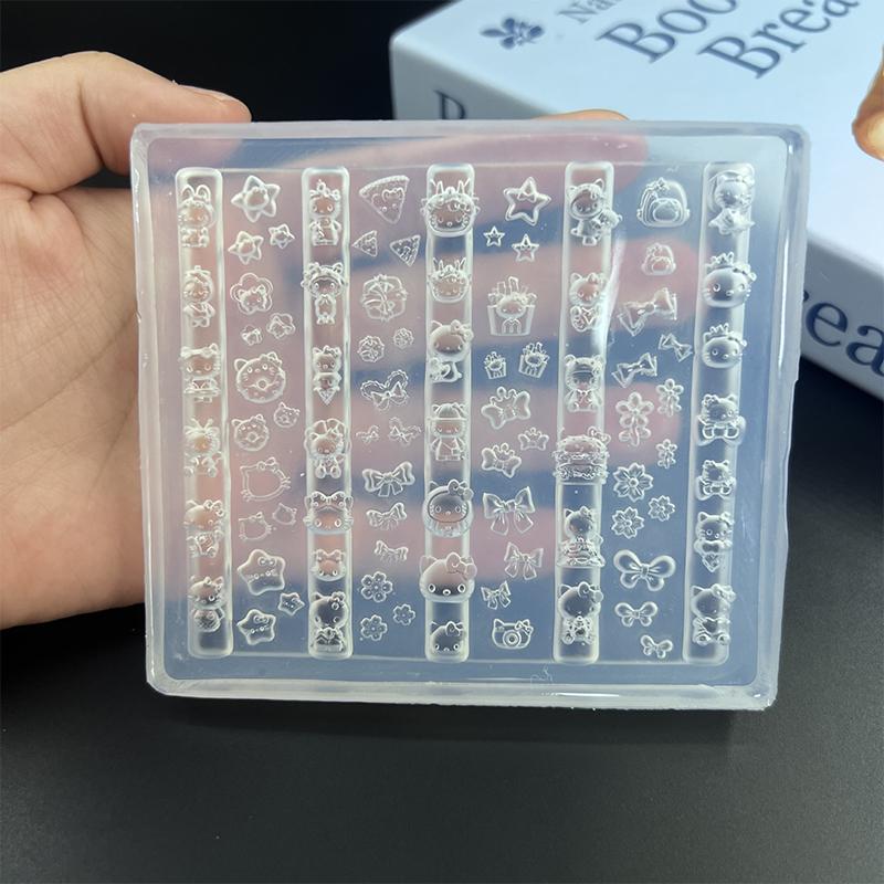 

3D Прозрачный Силиконовый Молд для Ногтей Каваи Мультяшный Hello Kitty Pochacco Бант Шаблоны для DIY Декора Ногтей Шармы для Ногтей