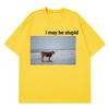 Ich bin vielleicht eine dumme Kuh am Strand Lustiges Meme T-Shirt Unisex Mode 100% Baumwolle Vintage Kurzarm Lockerer Komfort Übergroße T-Shirts