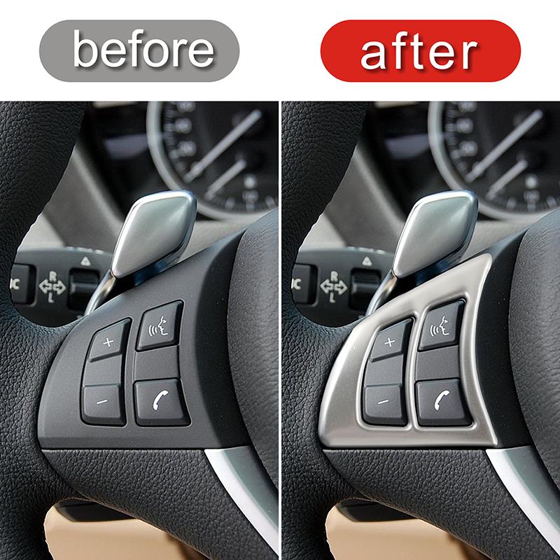 For BMW X5 X6 E70 E71 2008 2009 2010 2011 2012 2013 Car Console Steering Wheel Buttons Cover Trim Interior Sticker Accessories