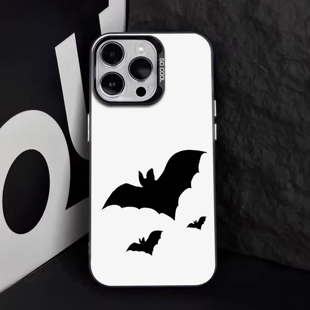 Fledermaus Spinnenmuster Mattierte Textur Handyhülle Für iPhone17,16,15,14,13,12,11 Plus,ProMax,XS,Bunte Silberne Handyhülle Funda Cover
