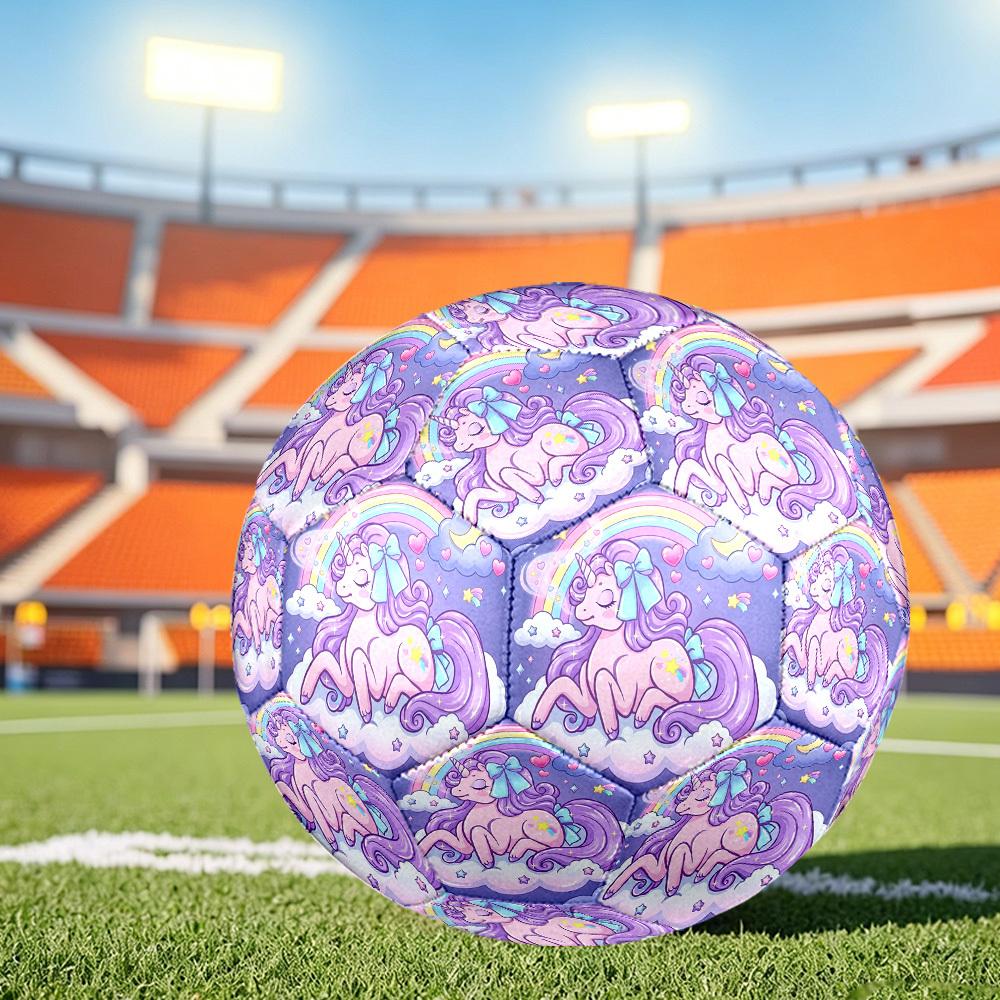 1pc Unicorn Dreams Themed Soccer Ball, Size 5, Lightweight PVC Material, Outdoor Training Soccer Ball Gift. q62227