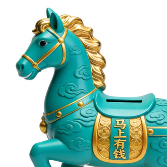Chinese Horse Money Saving Box Decorative Resin Money Box Feng Shui Desktop Piggy Bank Souvenir Gift for Chinese New Year Spring Festival