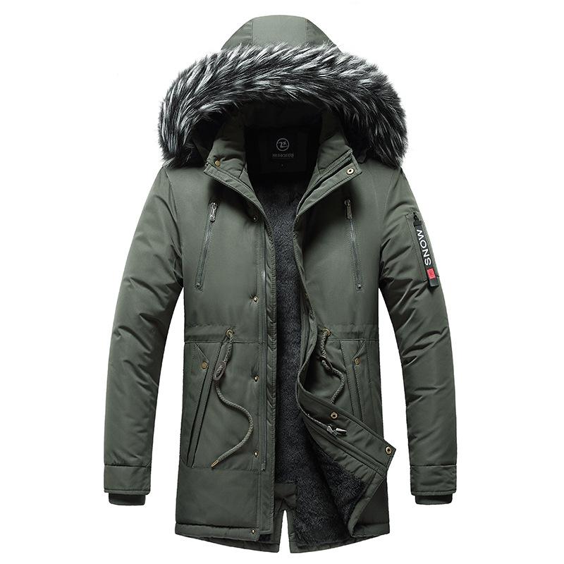 Herren Winter Slim Fit Kapuzenjacke - Mittellang, Dick und Modisch