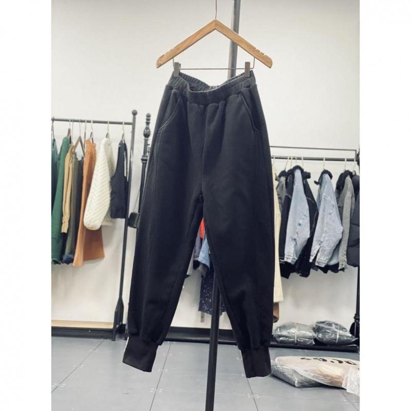 Autumn/Winter 150kg Retro Cuffed Casual Trousers Men's Korean Slimming Patchwork Fleece-lined Harem Trousers Sweatpants